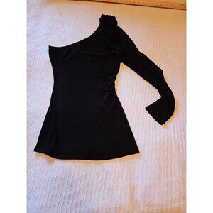 Black Off One Shoulder Ruffle Disco Party Size Medium Top